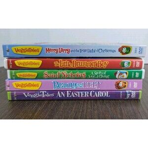 LOT OF 5 VeggieTales Holiday DVD Easter Carol Merry Larry Drummer Boy Saint Nick